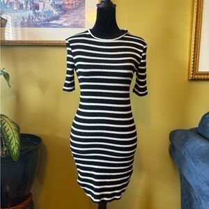 Classic Striped Knit Dress - Black & White